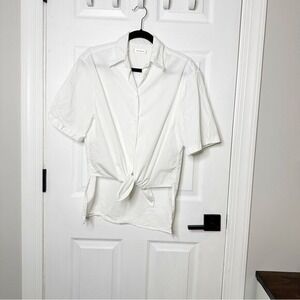 There Was One Farfetch Short Sleeve Button Down Knot Front Blouse Size‎ 40